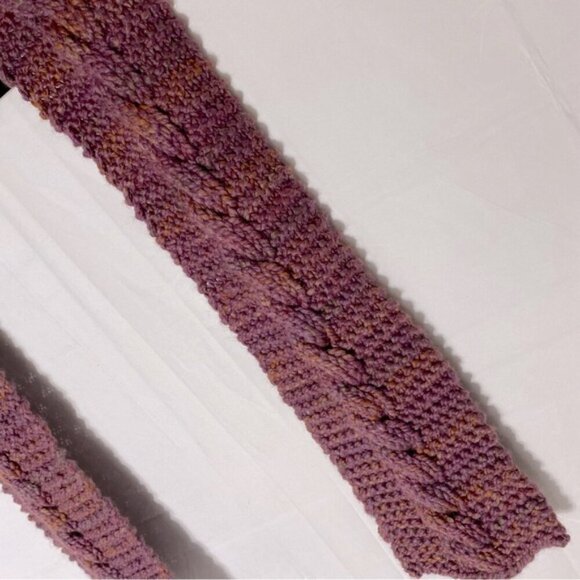 Handmade Hand Knit Multi Shade Maroon Cable Knit Scarf - Picture 9 of 9
